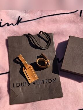 Louis Vuitton Vachetta Leather Luggage Tag and Poignet Strap, Box and Bag Set